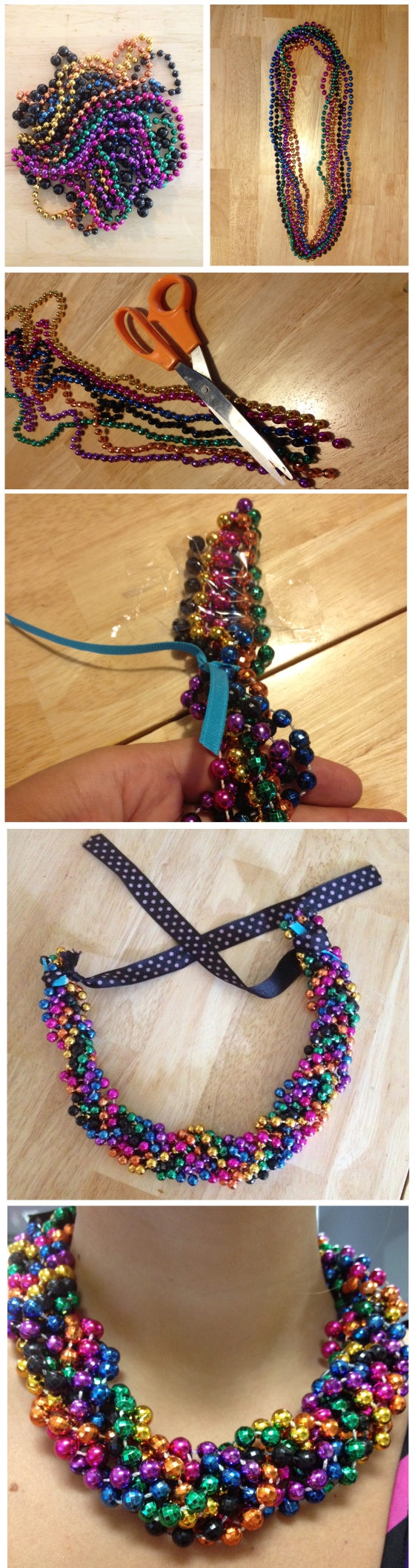 DIY Mardi Gras Bead Braided Necklace